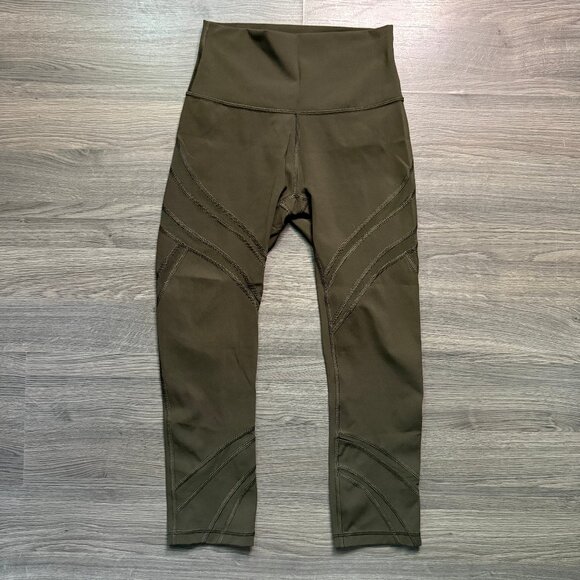 Lululemon Women's Wunder Under High-Rise Crop 21" *Mesh - Dark Olive - Picture 4 of 10